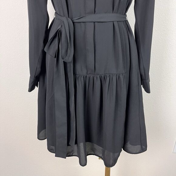 Banana Republic Shirt Dress Womens Zero Shift Button Mini Belted Black - Picture 4 of 13